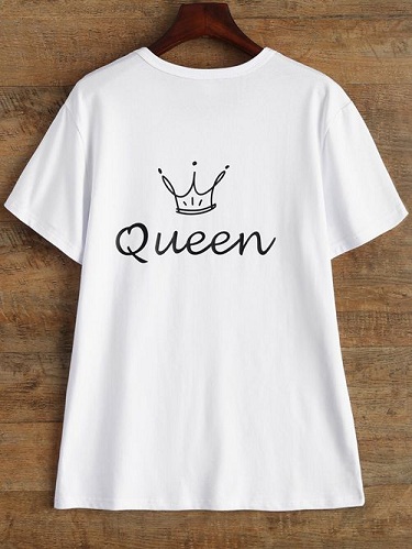 Tavalliset valkoiset kuningatar T -paidat