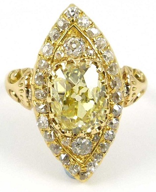 Κίτρινο διαμαντένιο δαχτυλίδι σχεδιασμένο με φύλλα