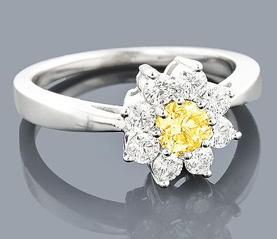 Ηλιέλαιο σχεδιασμένο κίτρινο διαμαντένιο δαχτυλίδι