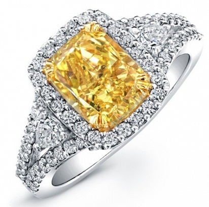 Λευκό και κίτρινο σχέδιο διαμαντένιο δαχτυλίδι