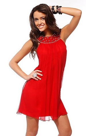 Πανέμορφο κόκκινο κολωνάκι κοντό γιορτινό φόρεμα
