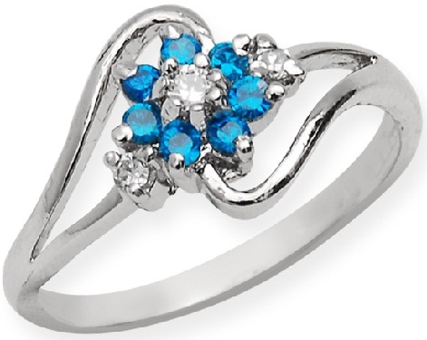 Sininen kivi kukka hopeinen sormus