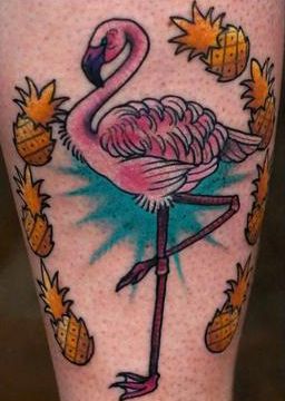 Παραδοσιακό σχέδιο τατουάζ Flamingo