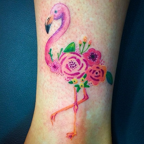 Taiteellinen Flamingo -tatuointisuunnittelu