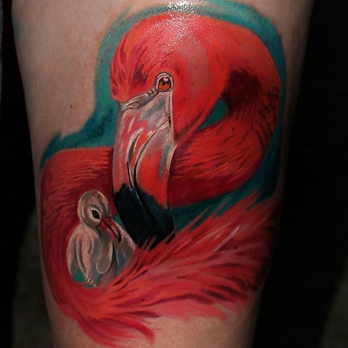 Sydän koskettava Flamingo Tattoo Design