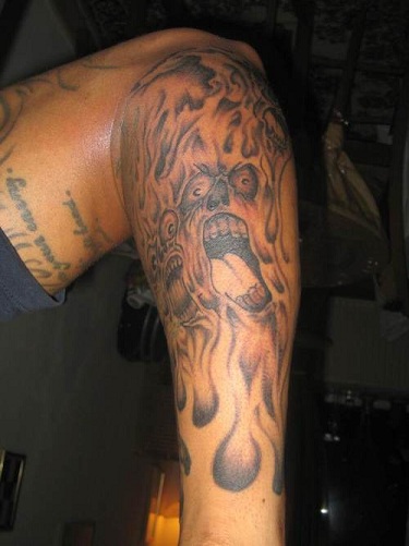 Ghost in Flames Tattoo Design