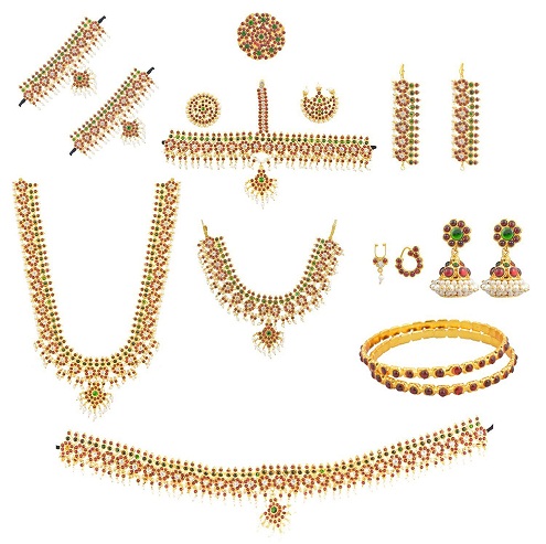 Κοσμήματα 10 τεμαχίων Bharatanatyam Temple