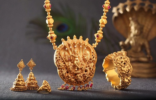 Παραδοσιακά χρυσά κοσμήματα ναού Bharatanatyam