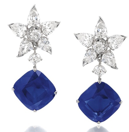 Μπλε Sapphire Star Drop σκουλαρίκια