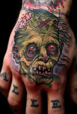 Vihreä zombie -tatuointisuunnittelu