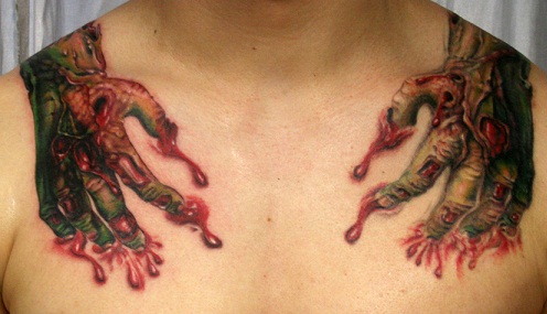 Φανταστικό σχέδιο τατουάζ χεριών Zombie