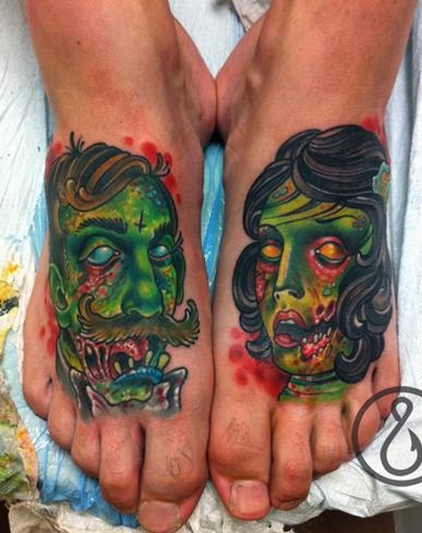 Zombie -parien tatuointisuunnittelu