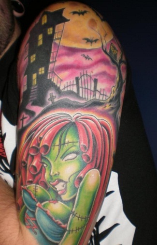 Θεαματικό σχέδιο μανικιών με τατουάζ Zombie