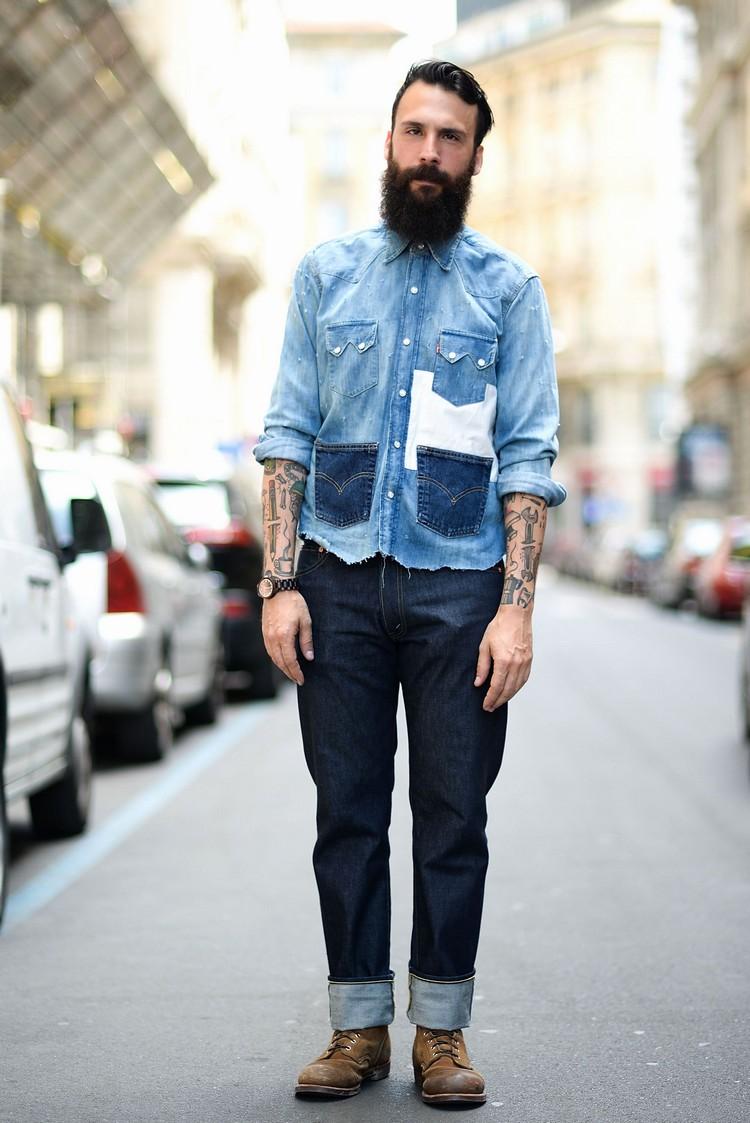 old-school-mode-med-casual-jeans-och-shirt-street-stil-med-skägg-och-modern-frisyr