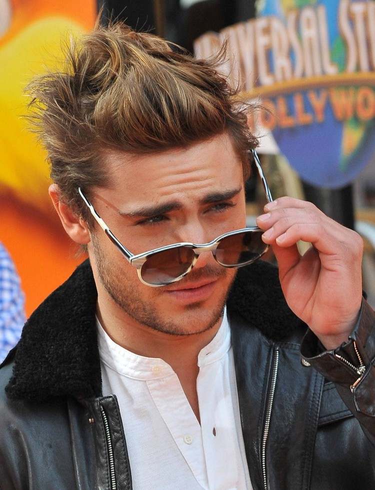 zac efron 90 -tal herrklädsel med aviatorjacka solglasögon och irokesen frisyr