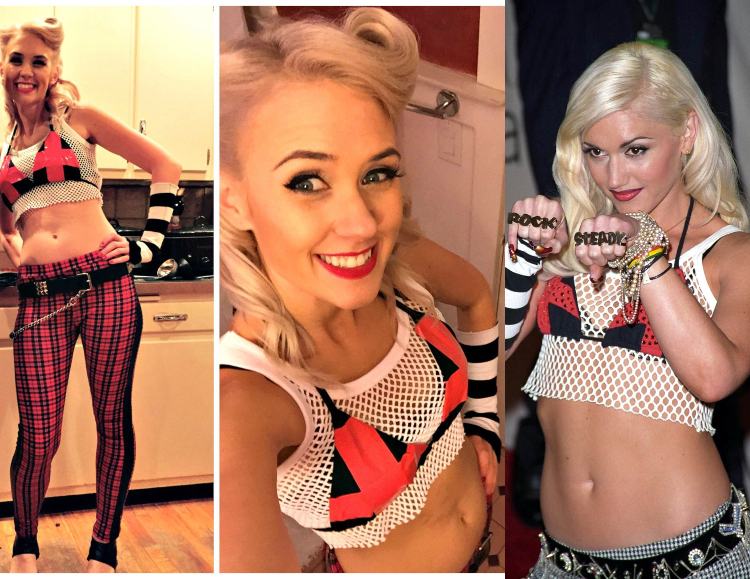 90 -talets festoutfitidéer för kvinnor klär ut sig som Gwen Stefani