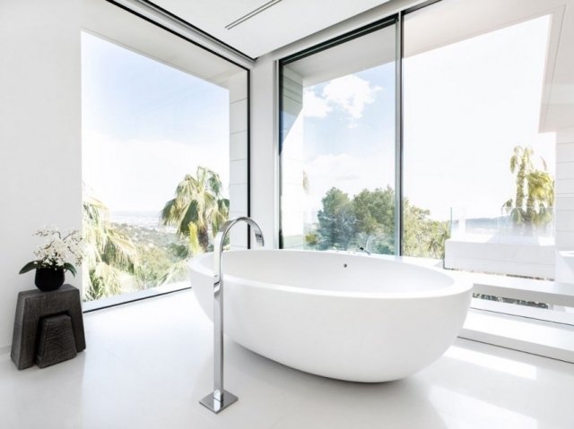 fristående badkar-rostfritt stål badrumsblandare vit-inredning idéer