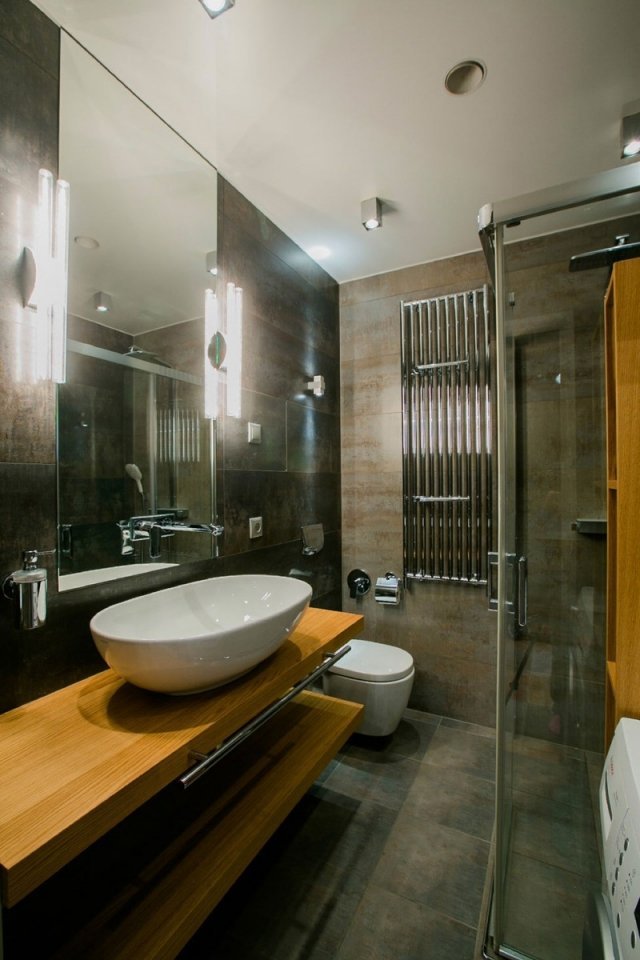 Idéer för en känsla av välbefinnande i badrummet duschkabin-glaspartition-trä handfat-fristående