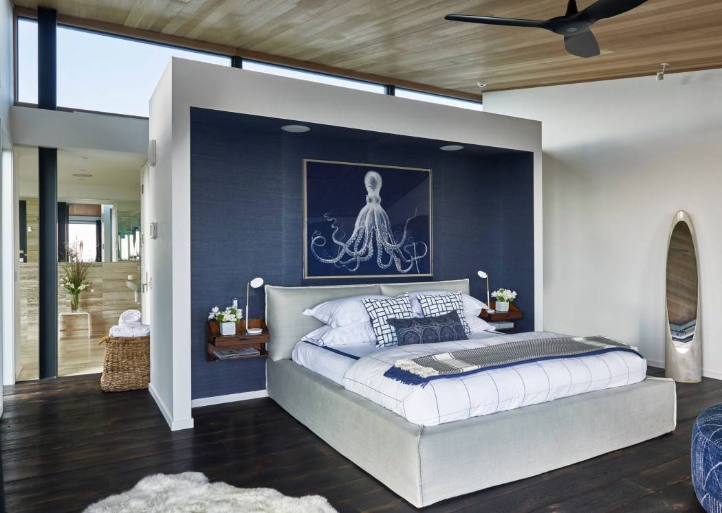 blå sovrum design