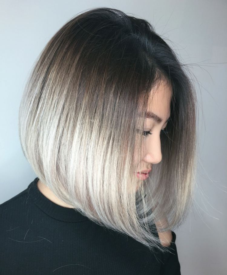 grått hår a-line bob frisyrer kvinnor