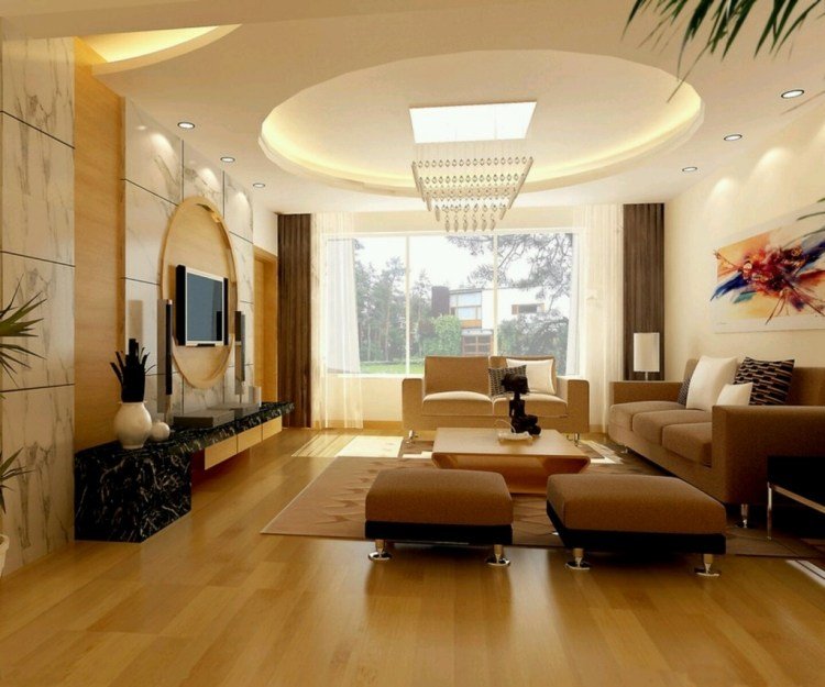 Undertak -dekoration-indirekt-belysning-vardagsrum-beige-brun-modern-asiatisk