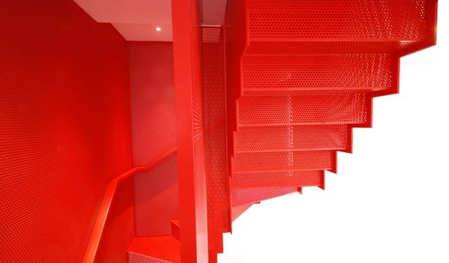 Trappdesign hängande-idéer interiör-exklusiv röd diapo