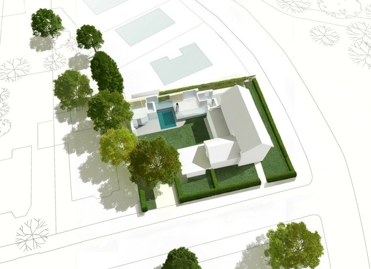 rundad-vägg-3d-projekt-hus-design-träd-trädgård