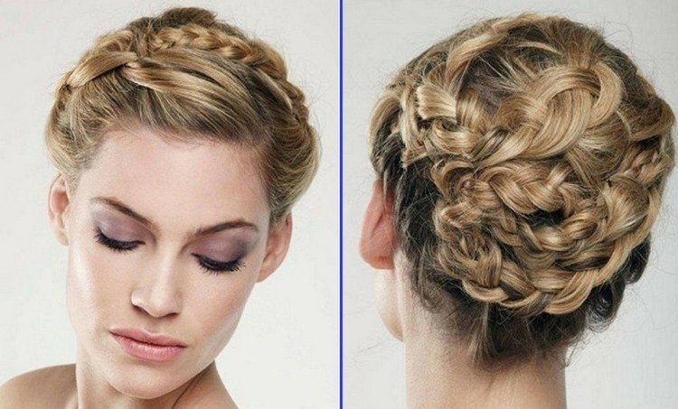 fläta updo bal damer blond idé