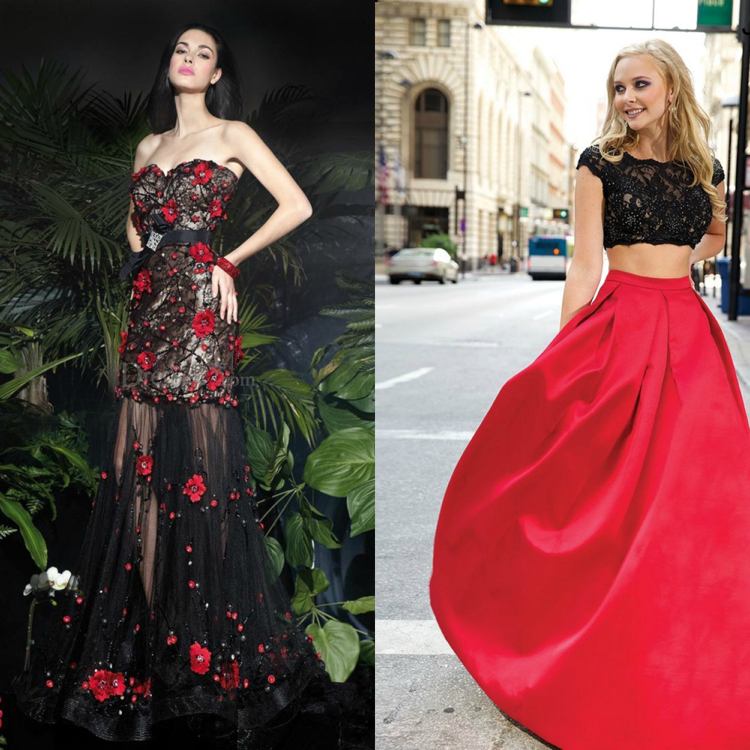 balklänningar-lång-svart-röd-kombination