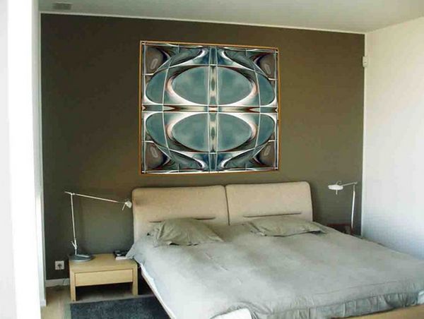 Sovrum sänglampa vägg design-bild abstrakt sängkläder sammetslen