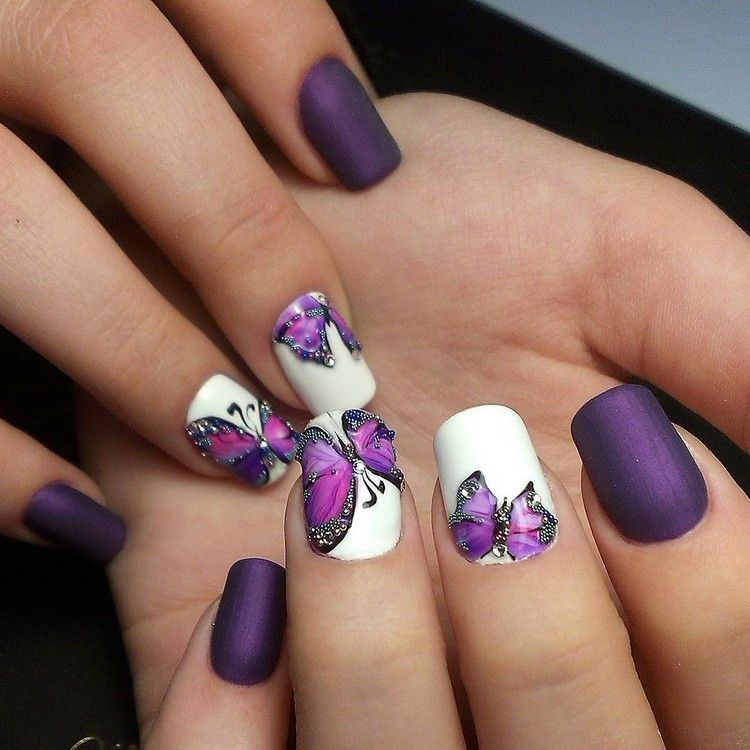Butterfly Nails Trendlackering korta gelnaglar Sommartrendtrender