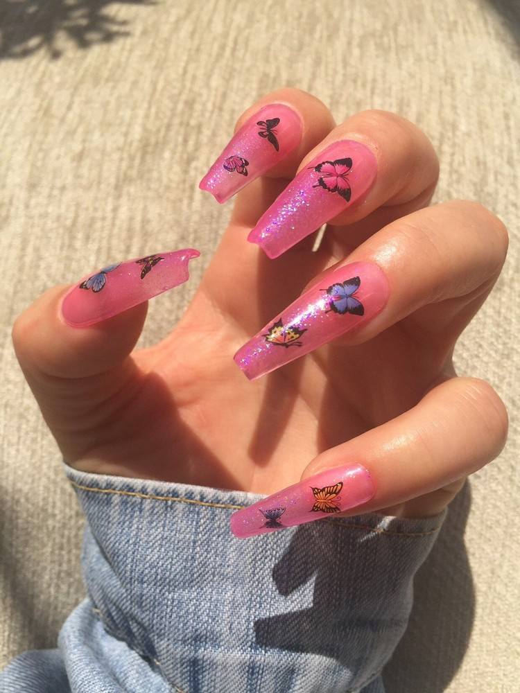 Butterfly Nails Trend Jelly Nails Akrylnaglar Sommar 2020 Nail Designs