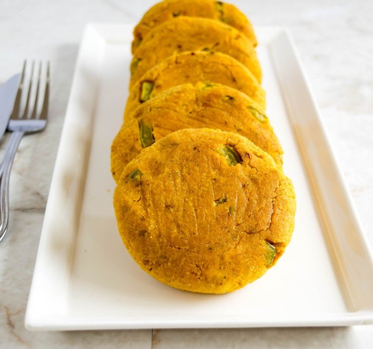 actifry-recept-pumpa-buffertar-gräddeost-örter-persilja-paprika-skuren-rund-platt-tallrik-gaffel