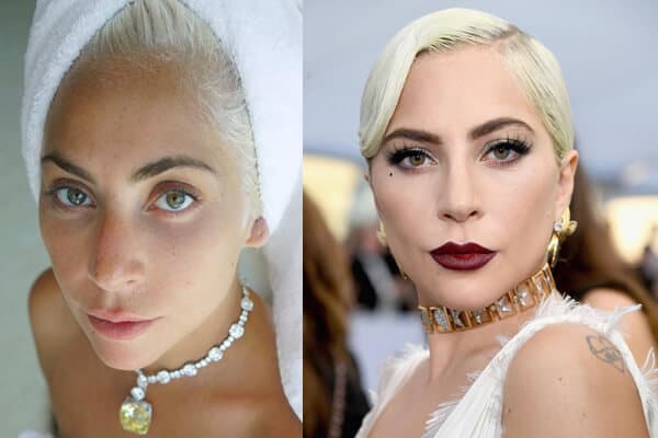 Μακιγιάζ και χωρίς μακιγιάζ ηθοποιός Lady Gaga
