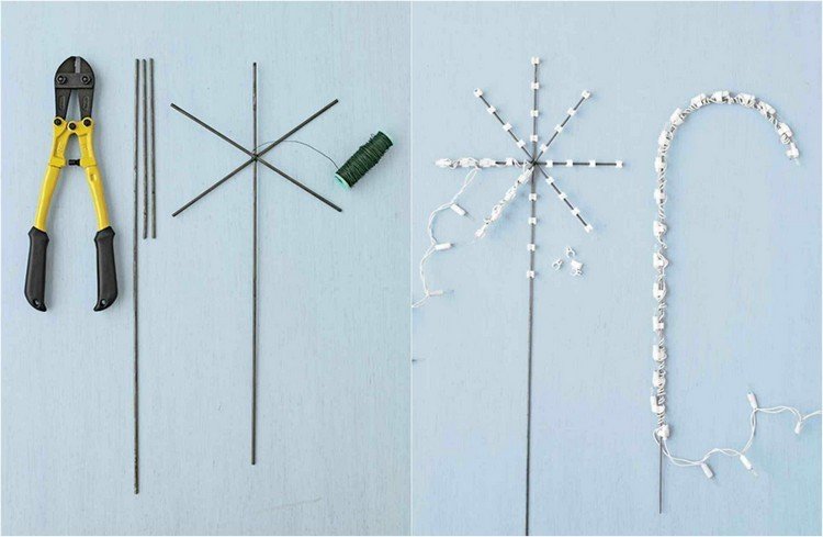 advent-dekoration-gör-själv-tråd-trädgård-plugg-snöflinga-stavform