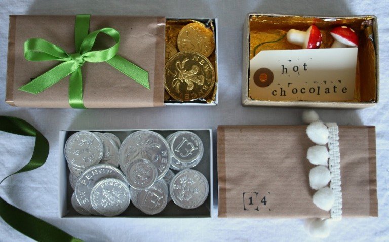 Tinker adventskalender matchboxar och fyll idéer för vintage julpynt
