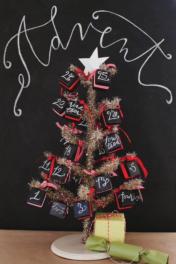 adventskalender tinker lådor mini julgran dekorera idéer