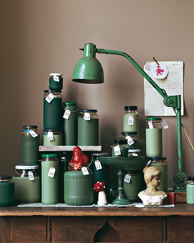 adventskalender tinker syltburkar gröna nyanser