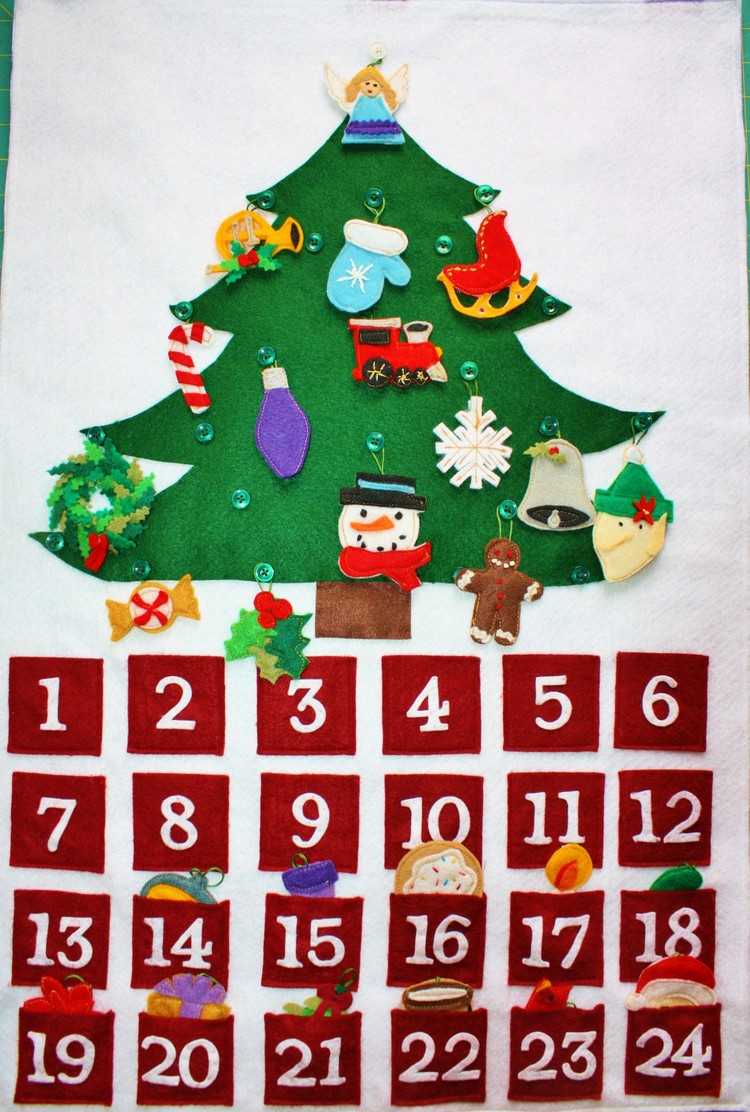 Adventskalender-tinker-filt-dekorationer-julgran