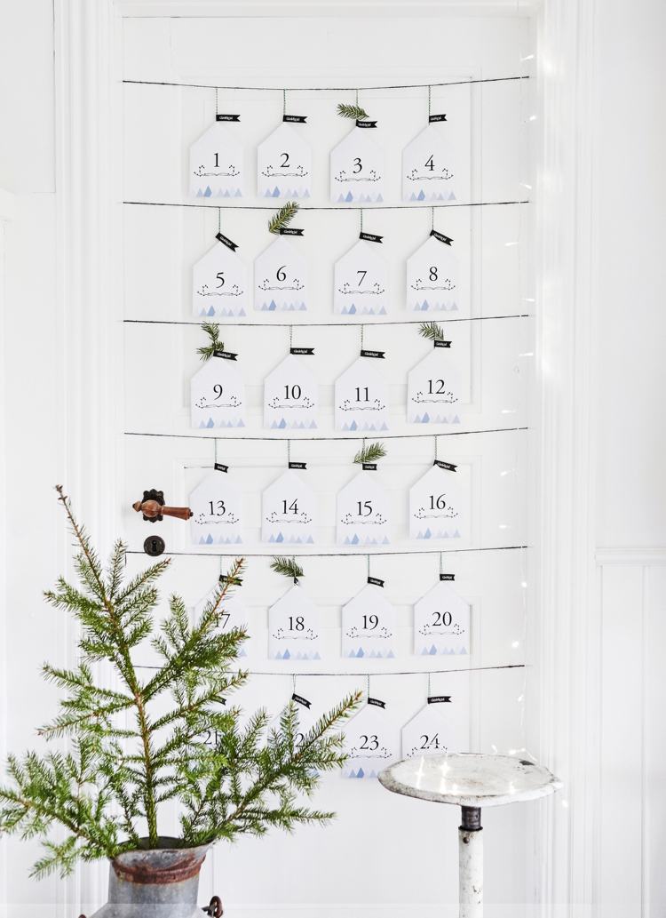 tinker adventskalender själv papper vägg minimalistiska kuvert
