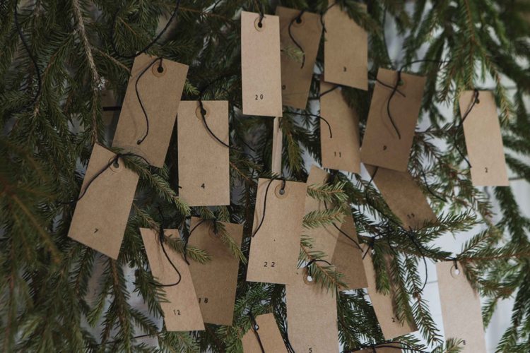 tinker adventskalender själv minimalistiska deco -etiketter firgrenar