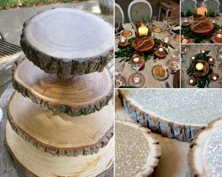 Adventskransskivans glitterstativ gör själv bordsdekorationer till juldekorera träskivor