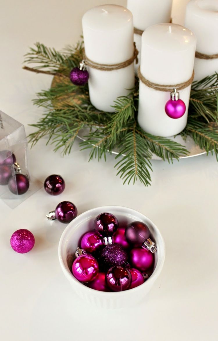 advent krans tinker bollar rosa dekoration accent gran grenar