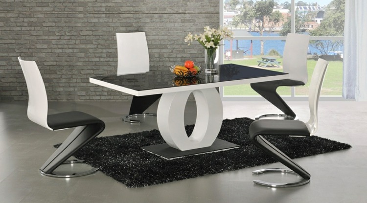 möbler-modern svart-vit-design-matsal-matta-elegant