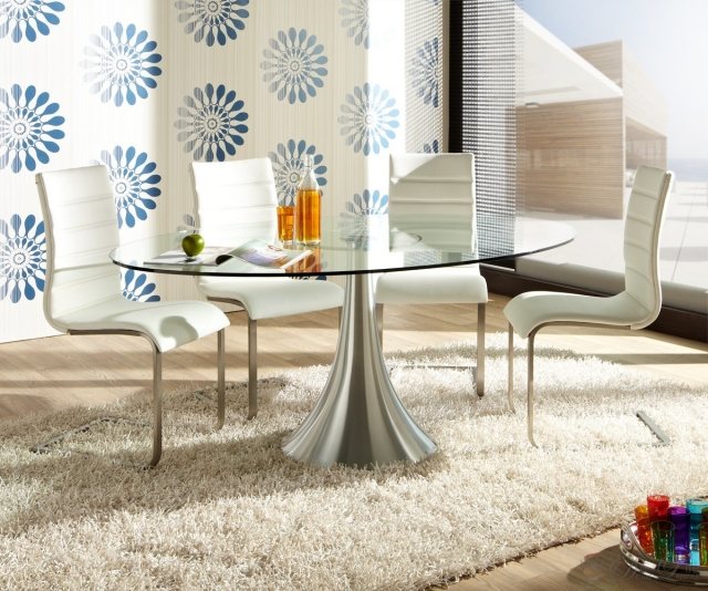 Moderna möbler-matplats set matsal stolar metall ram matbord design Deluxe