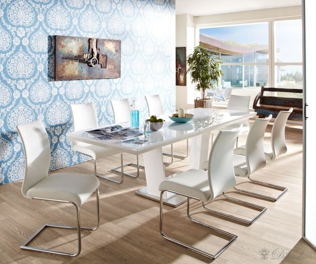 Matsalsidéer möbeldesign förlängningsbord-Yemon vita stolar moderna