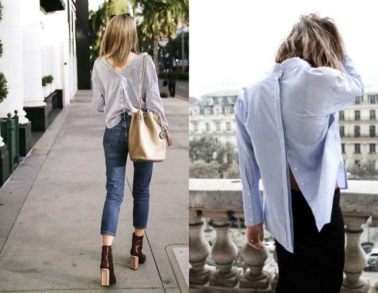 nuvarande-mode-trend-dam-skjorta-blå-oversize-street-stil