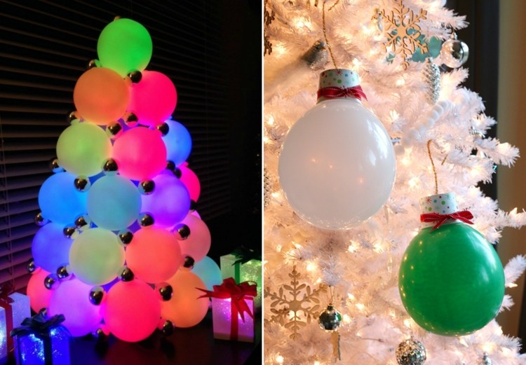 deco julgran idé träd dekorationer ballonger lampor lampor