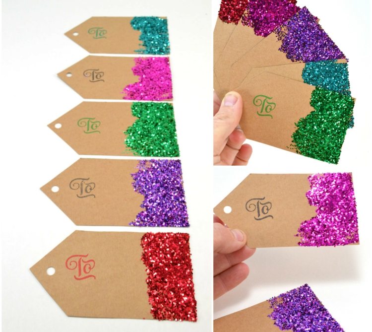 deco juletiketter tecken gåvor glitter färgglada färger