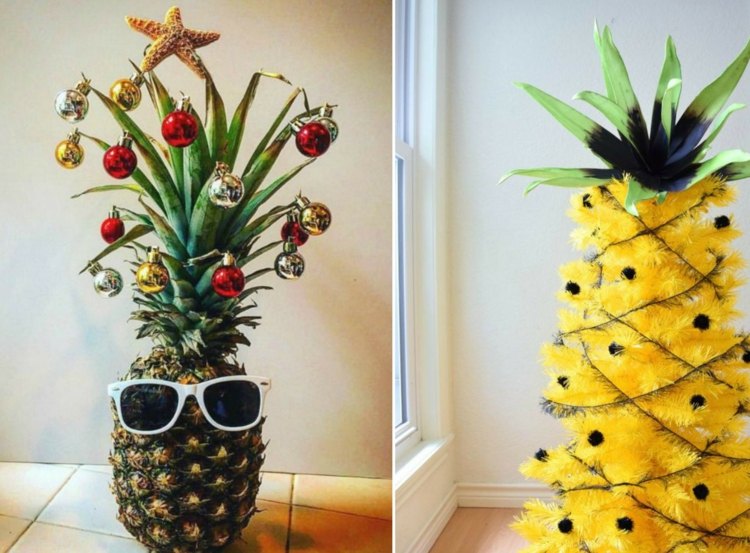 deco jul trend ananas julgranskulor konstgjord träd gul